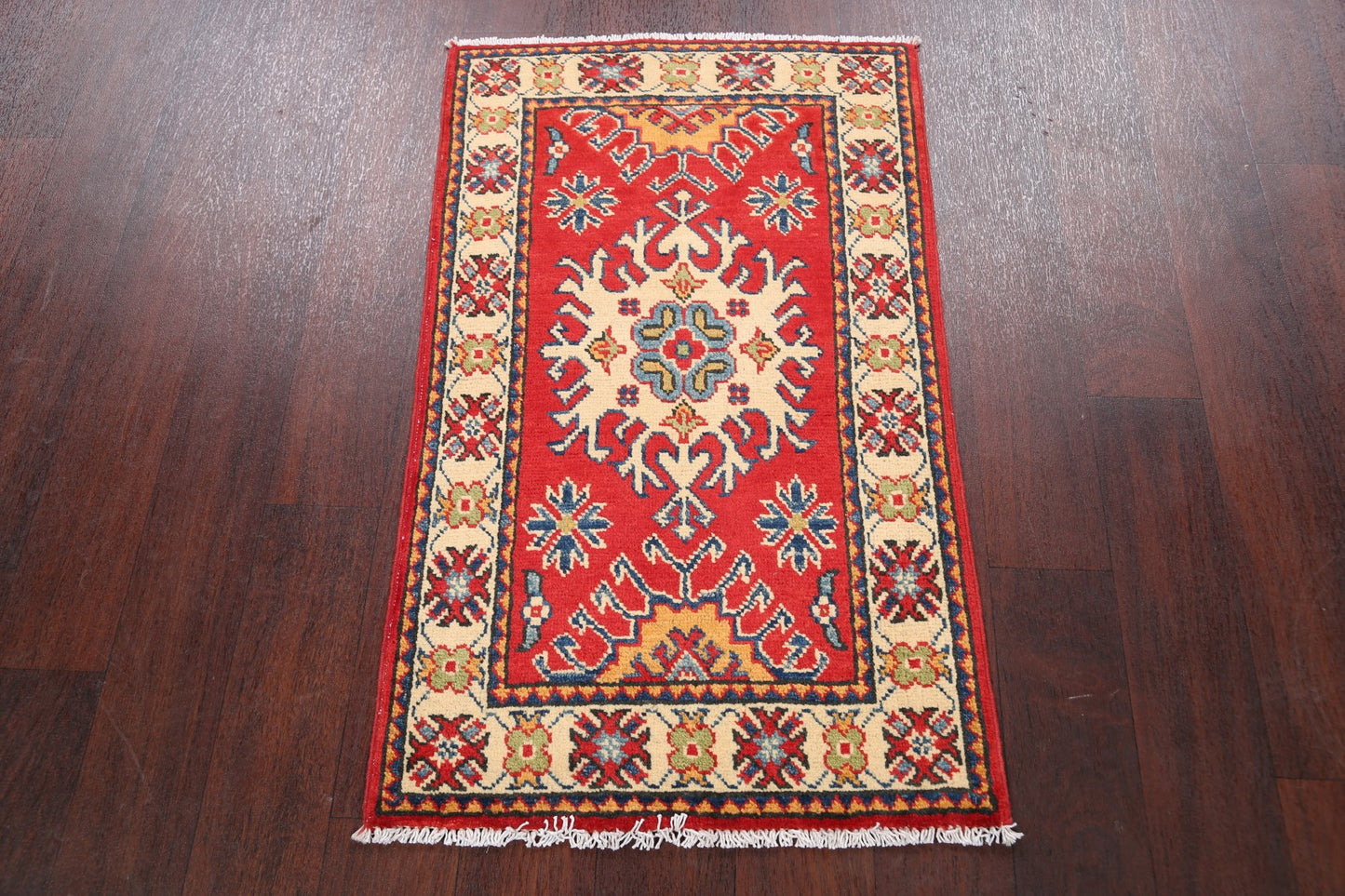 Geometric Red Super Kazak Oriental Area Rug 2x3