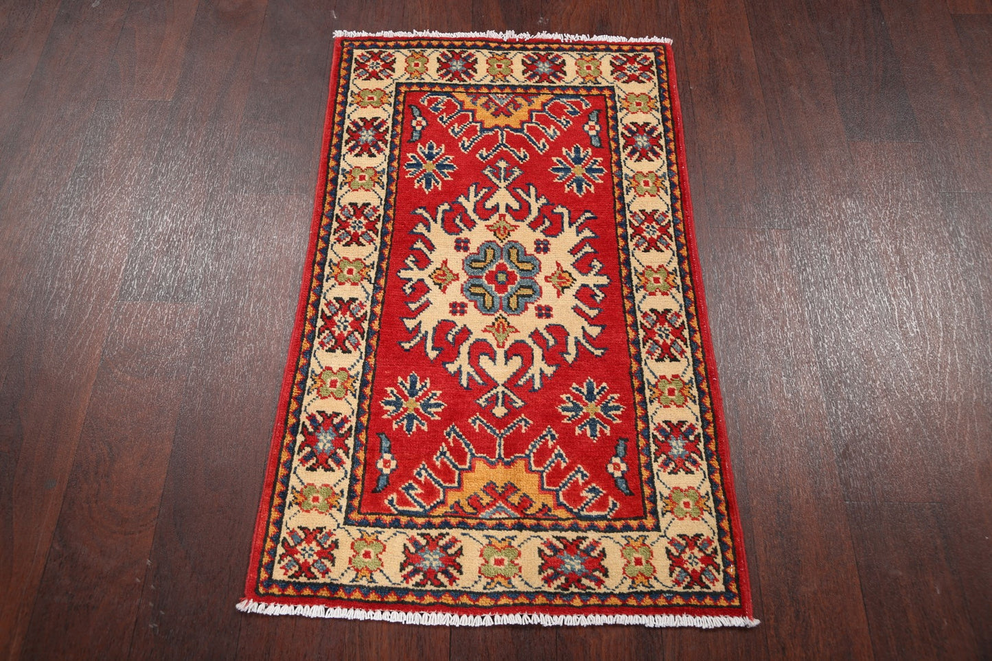 Geometric Red Super Kazak Oriental Area Rug 2x3