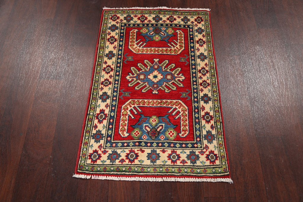 Geometric Red Super Kazak Oriental Area Rug 2x3