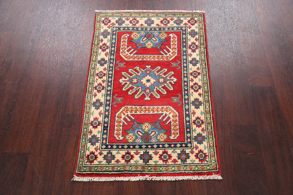 Geometric Red Super Kazak Oriental Area Rug 2x3