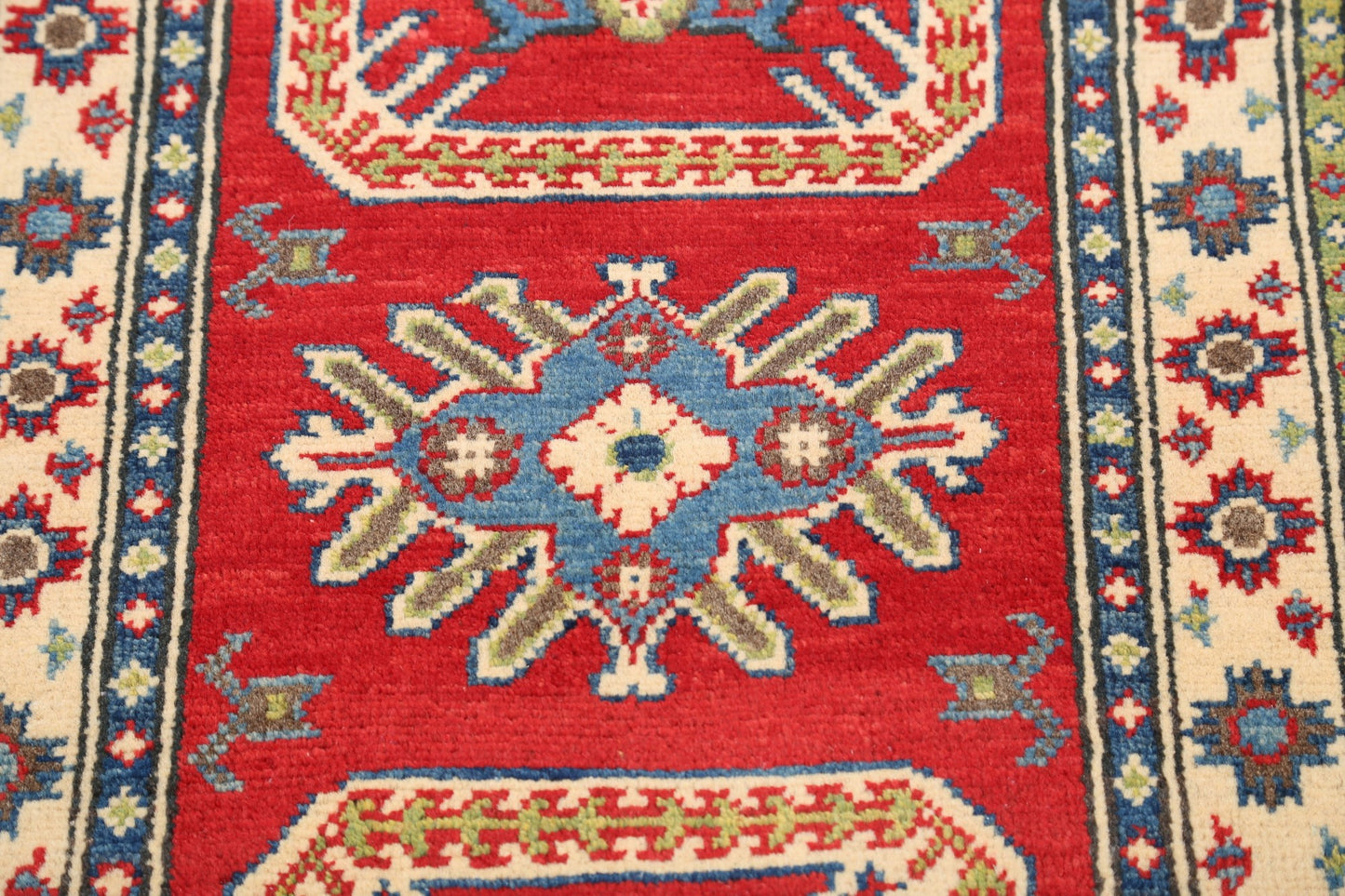 Geometric Red Super Kazak Oriental Area Rug 2x3