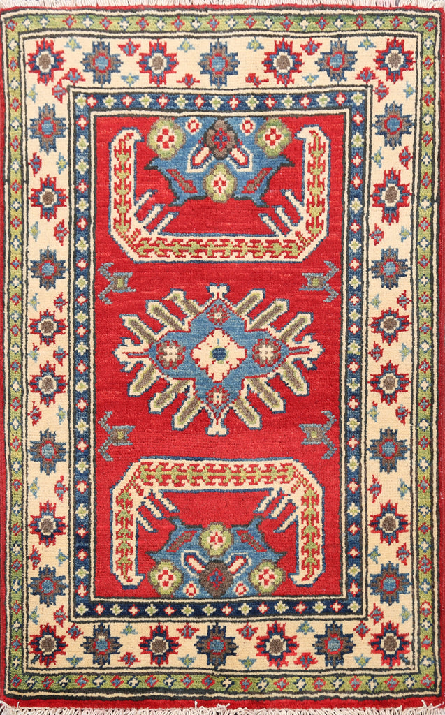 Geometric Red Super Kazak Oriental Area Rug 2x3