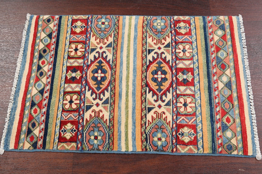 Geometric Super Kazak Wool Area Rug 2x3