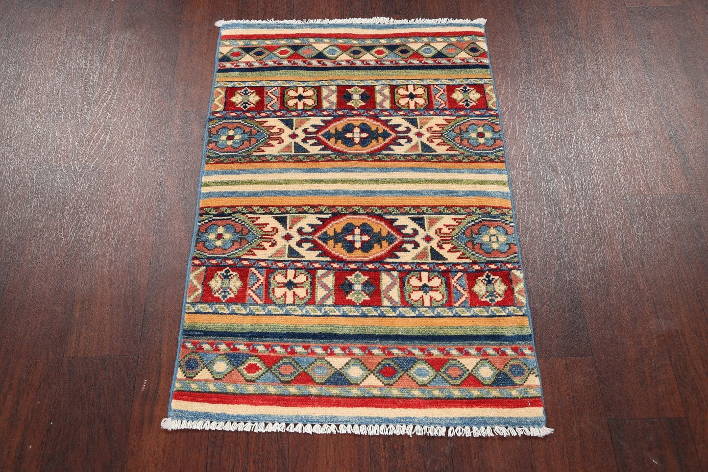 Geometric Super Kazak Wool Area Rug 2x3