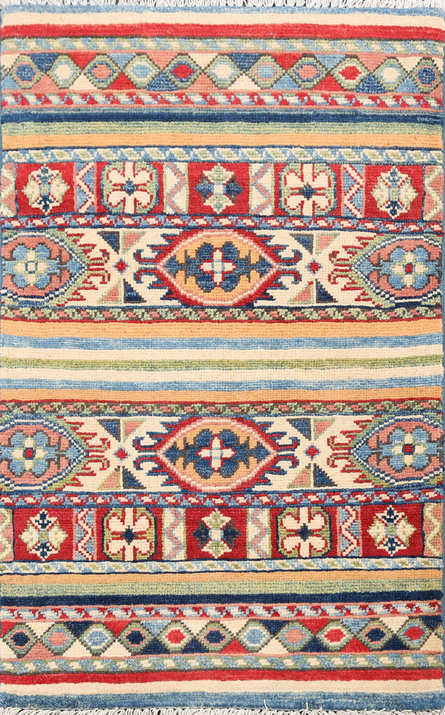 Geometric Super Kazak Wool Area Rug 2x3