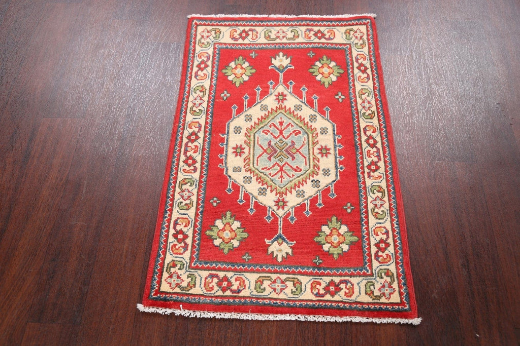 Geometric Red Super Kazak Oriental Area Rug 2x3