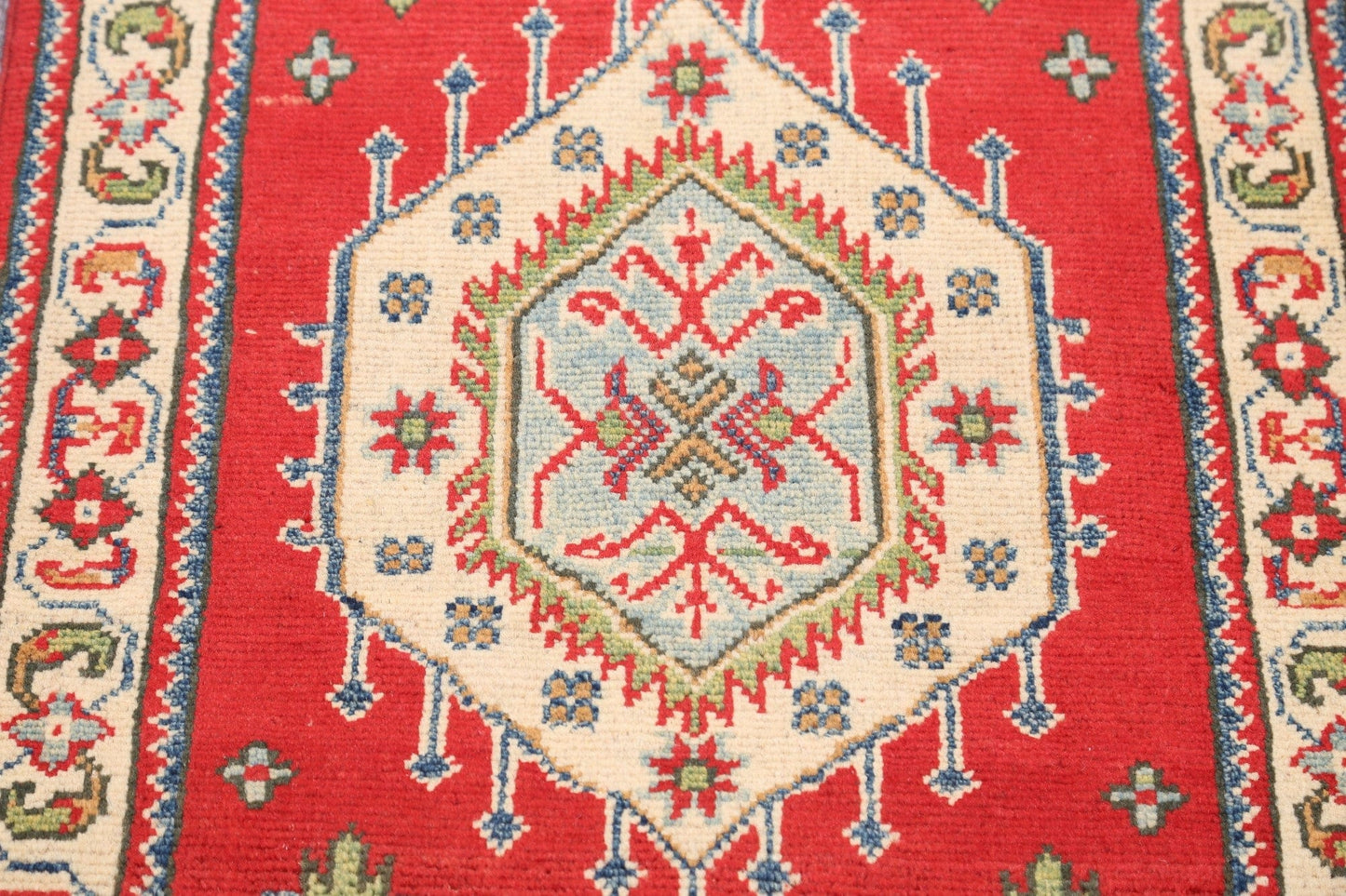 Geometric Red Super Kazak Oriental Area Rug 2x3