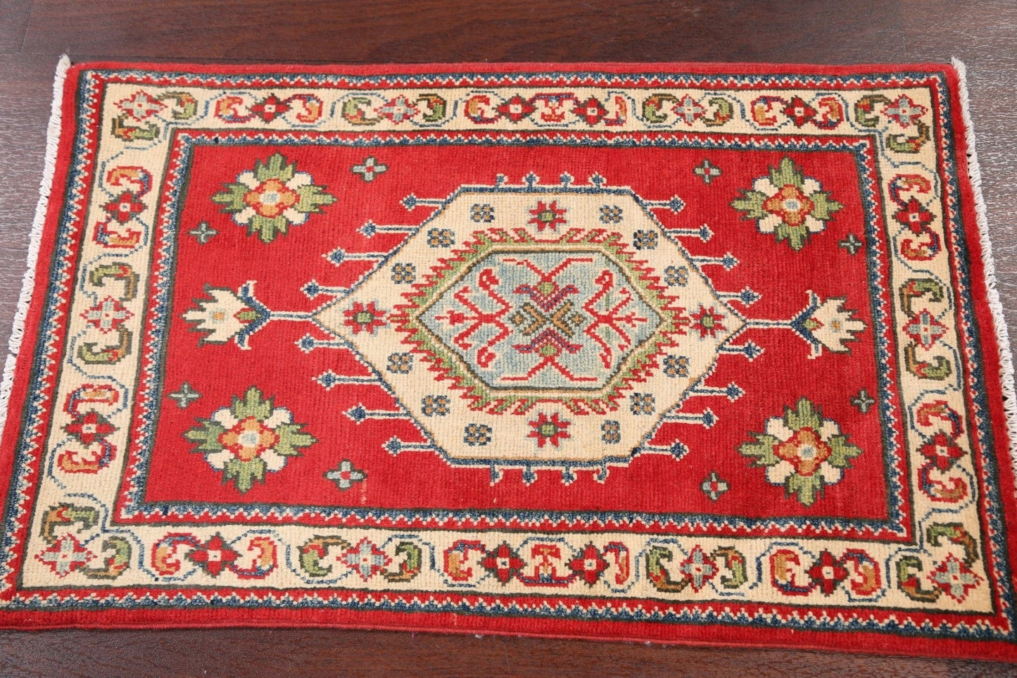 Geometric Red Super Kazak Oriental Area Rug 2x3