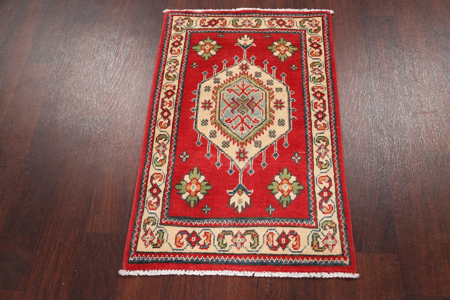 Geometric Red Super Kazak Oriental Area Rug 2x3