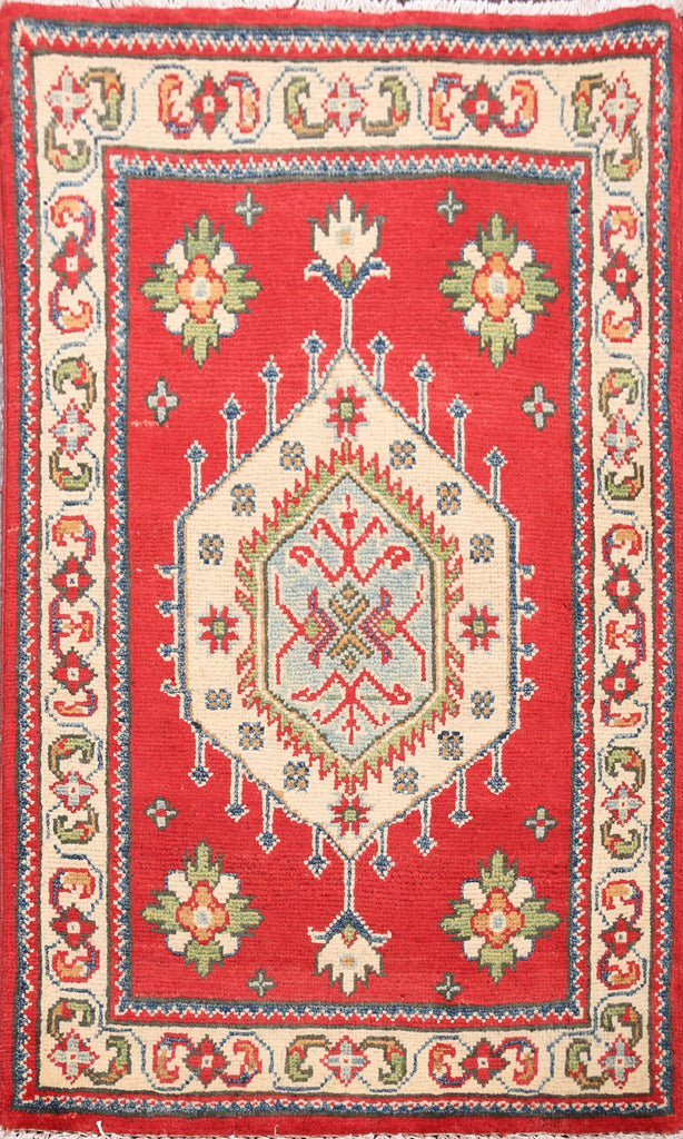 Geometric Red Super Kazak Oriental Area Rug 2x3