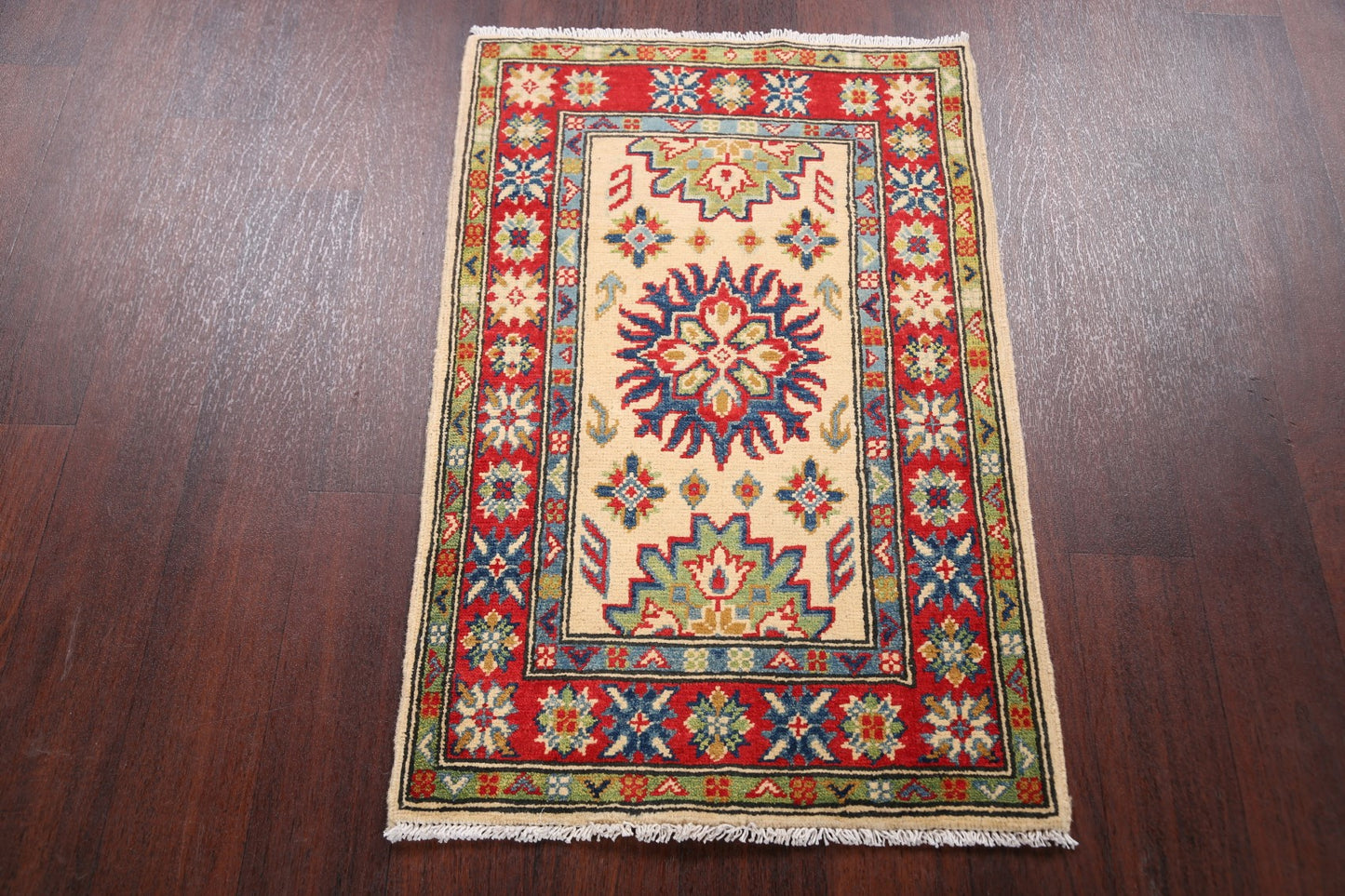 Geometric Beige Super Kazak Oriental Area Rug 2x3