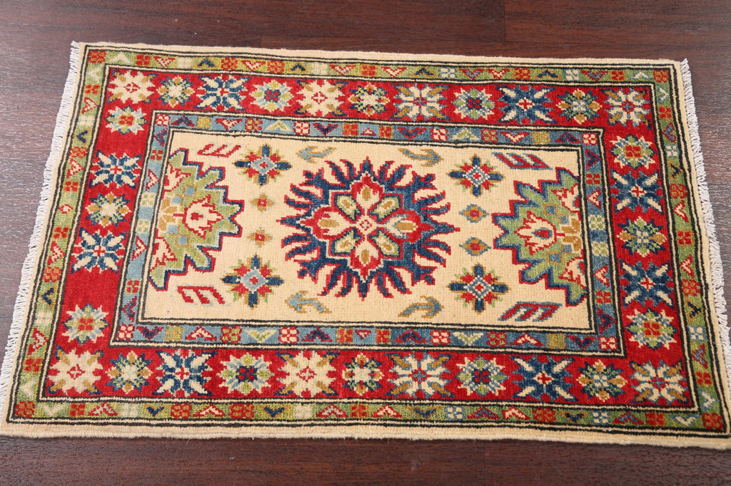 Geometric Beige Super Kazak Oriental Area Rug 2x3