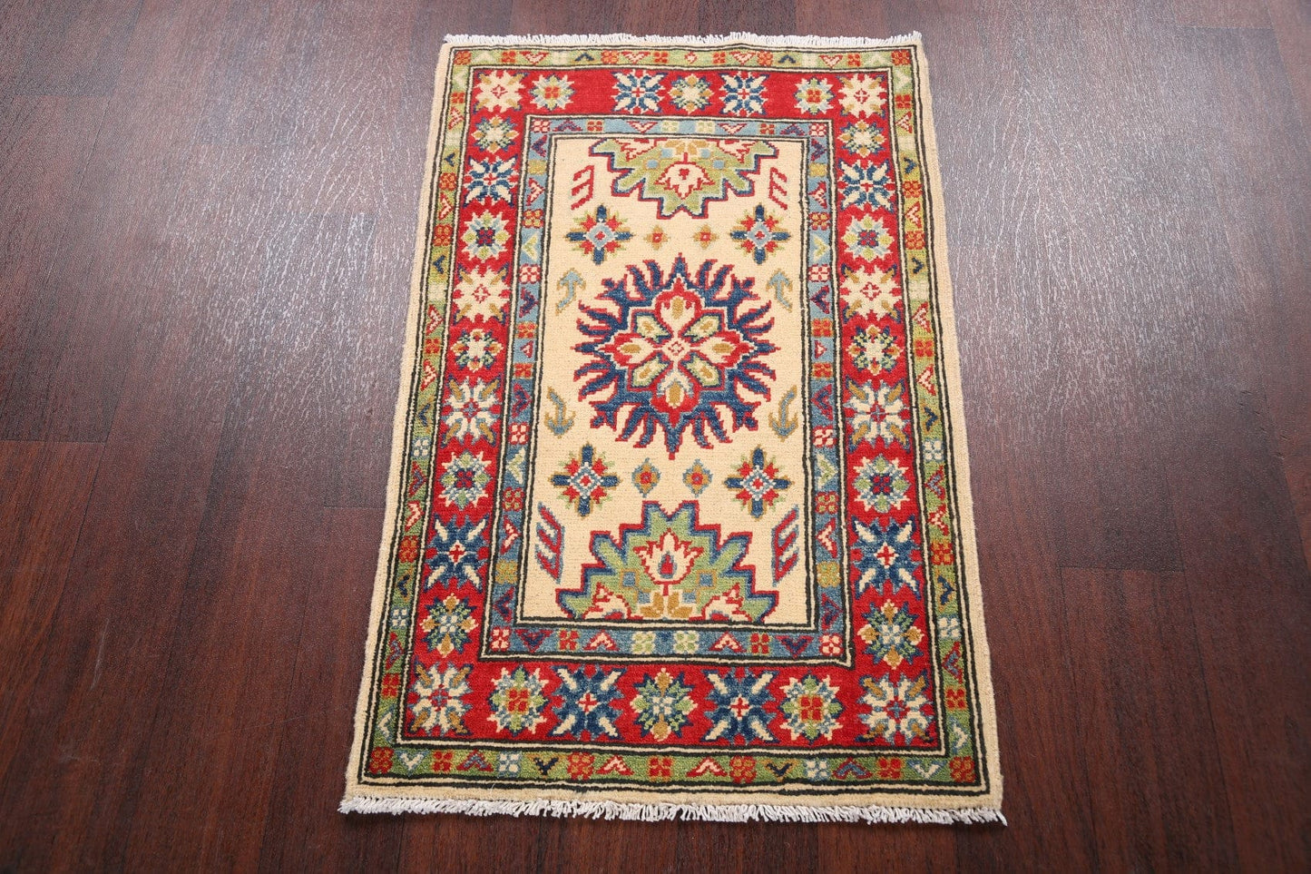 Geometric Beige Super Kazak Oriental Area Rug 2x3