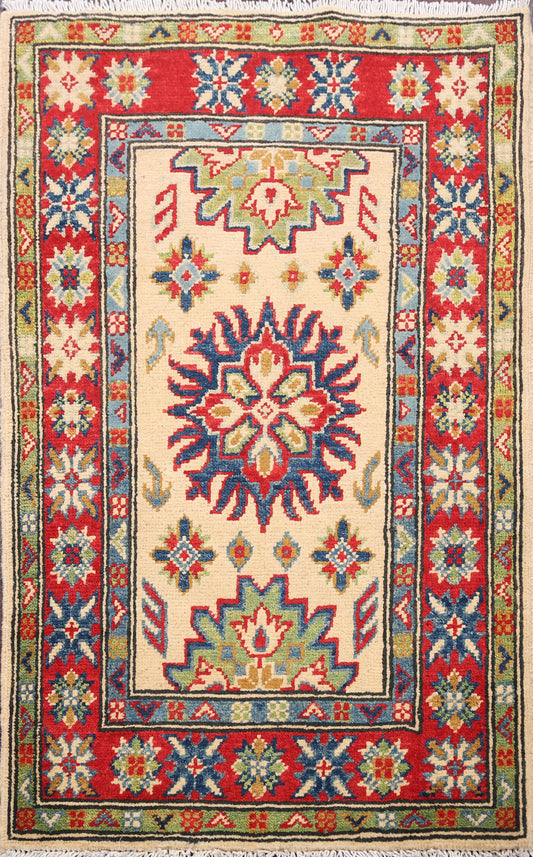 Geometric Beige Super Kazak Oriental Area Rug 2x3