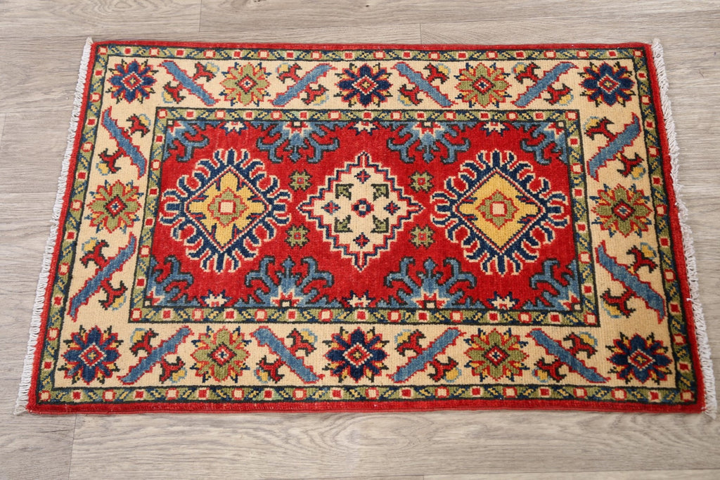 Geometric Red Super Kazak Oriental Area Rug 2x3