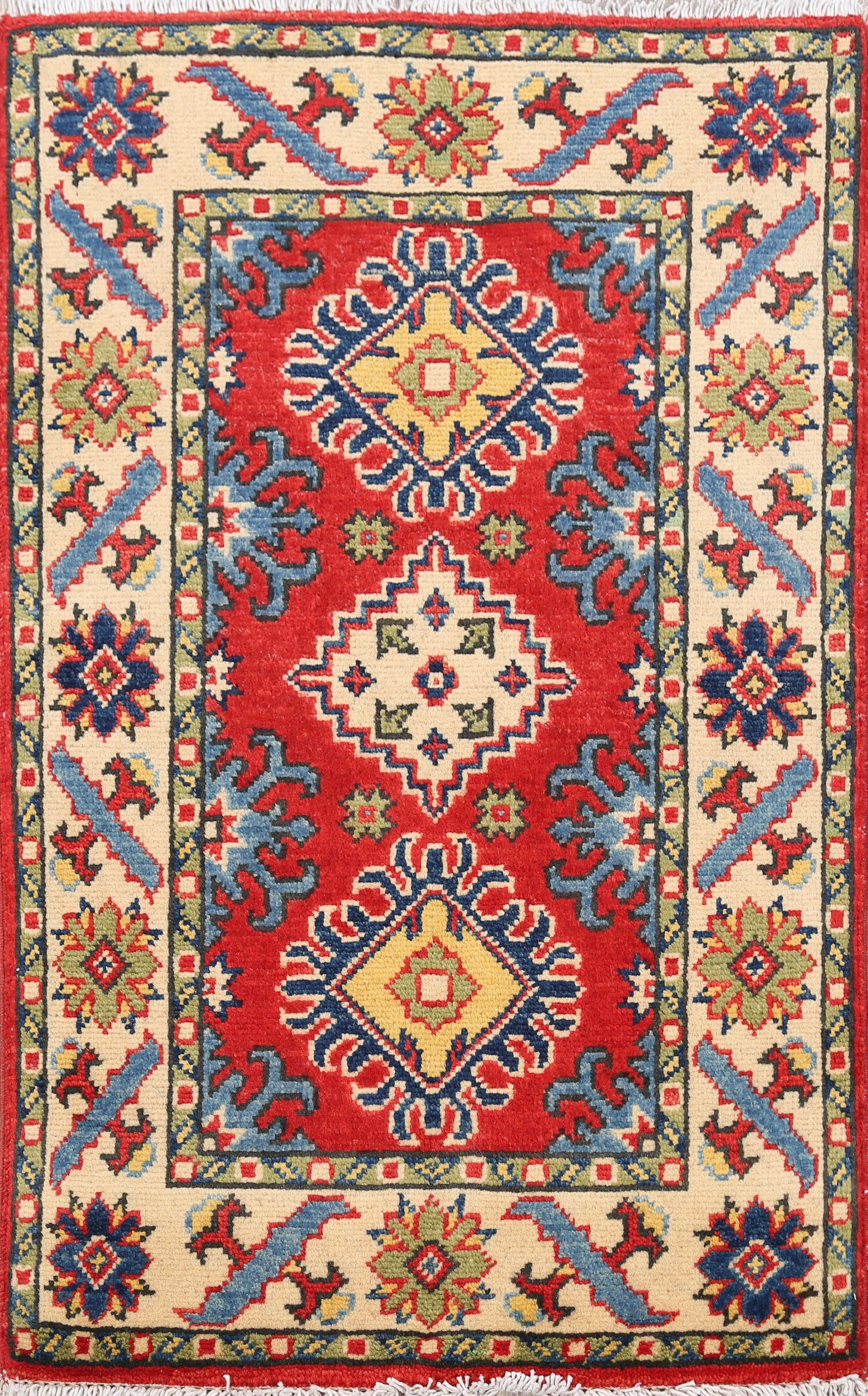 Geometric Red Super Kazak Oriental Area Rug 2x3