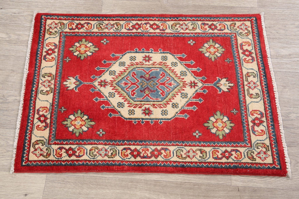 Geometric Red Super Kazak Oriental Area Rug 2x3