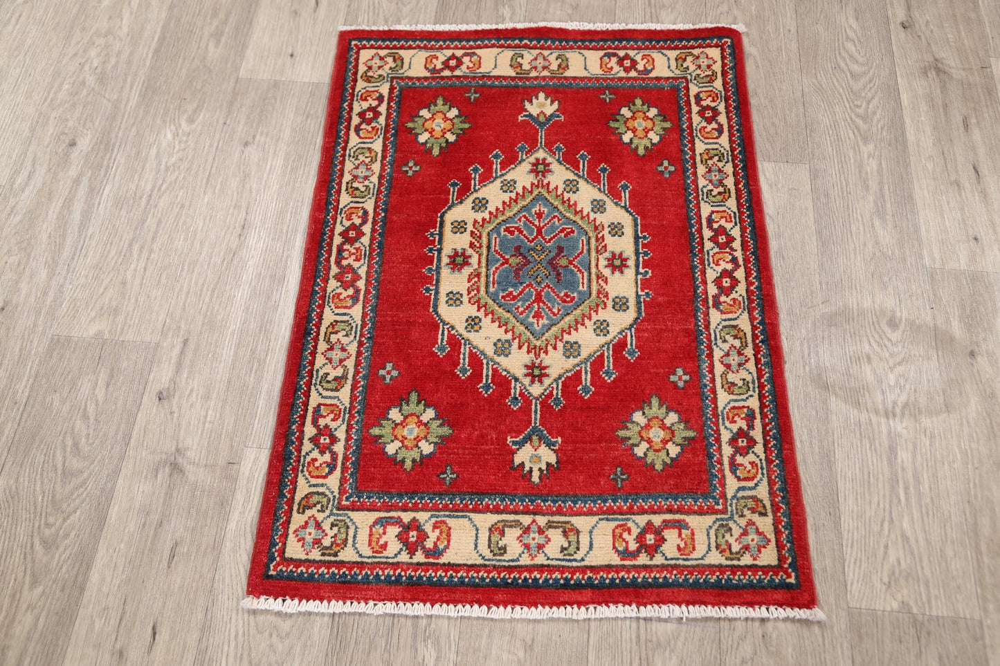 Geometric Red Super Kazak Oriental Area Rug 2x3