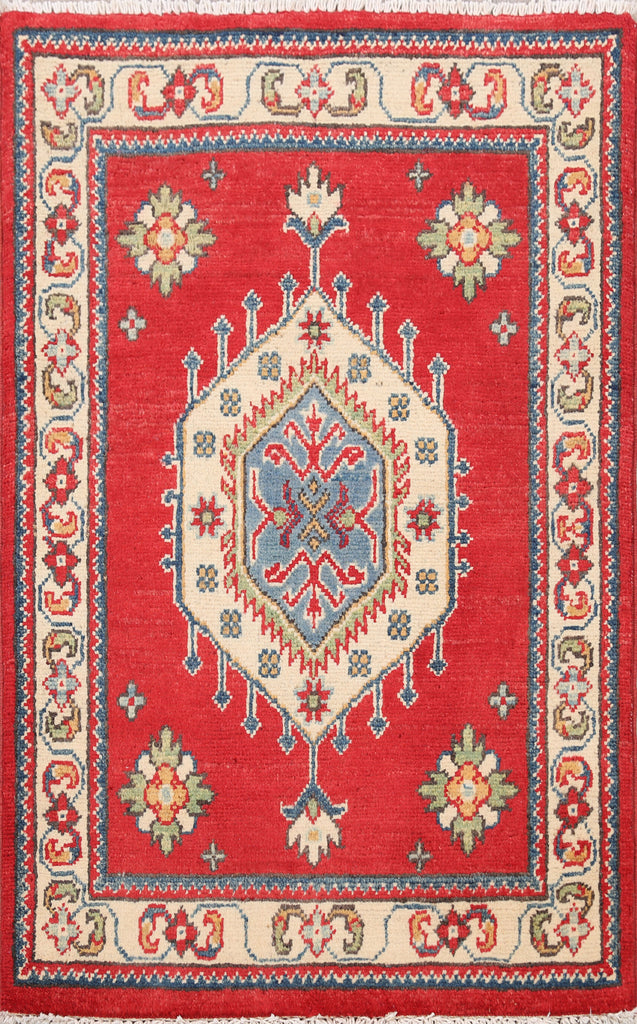 Geometric Red Super Kazak Oriental Area Rug 2x3