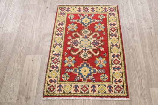 Geometric Red Super Kazak Oriental Area Rug 2x3