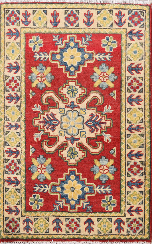 Geometric Red Super Kazak Oriental Area Rug 2x3