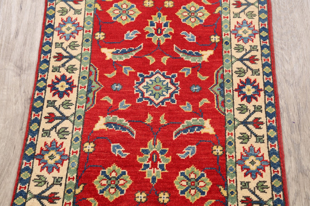 Red Geometric Super Kazak Oriental Area Rug 2x3