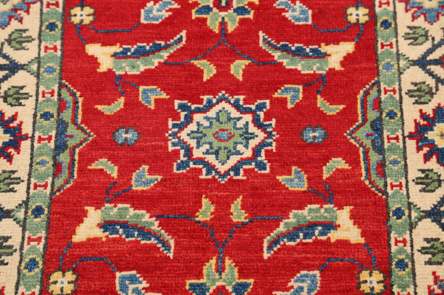 Red Geometric Super Kazak Oriental Area Rug 2x3