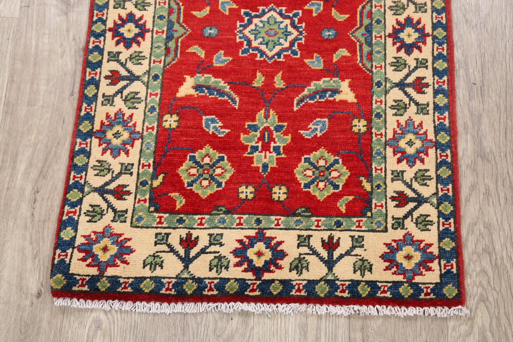 Red Geometric Super Kazak Oriental Area Rug 2x3