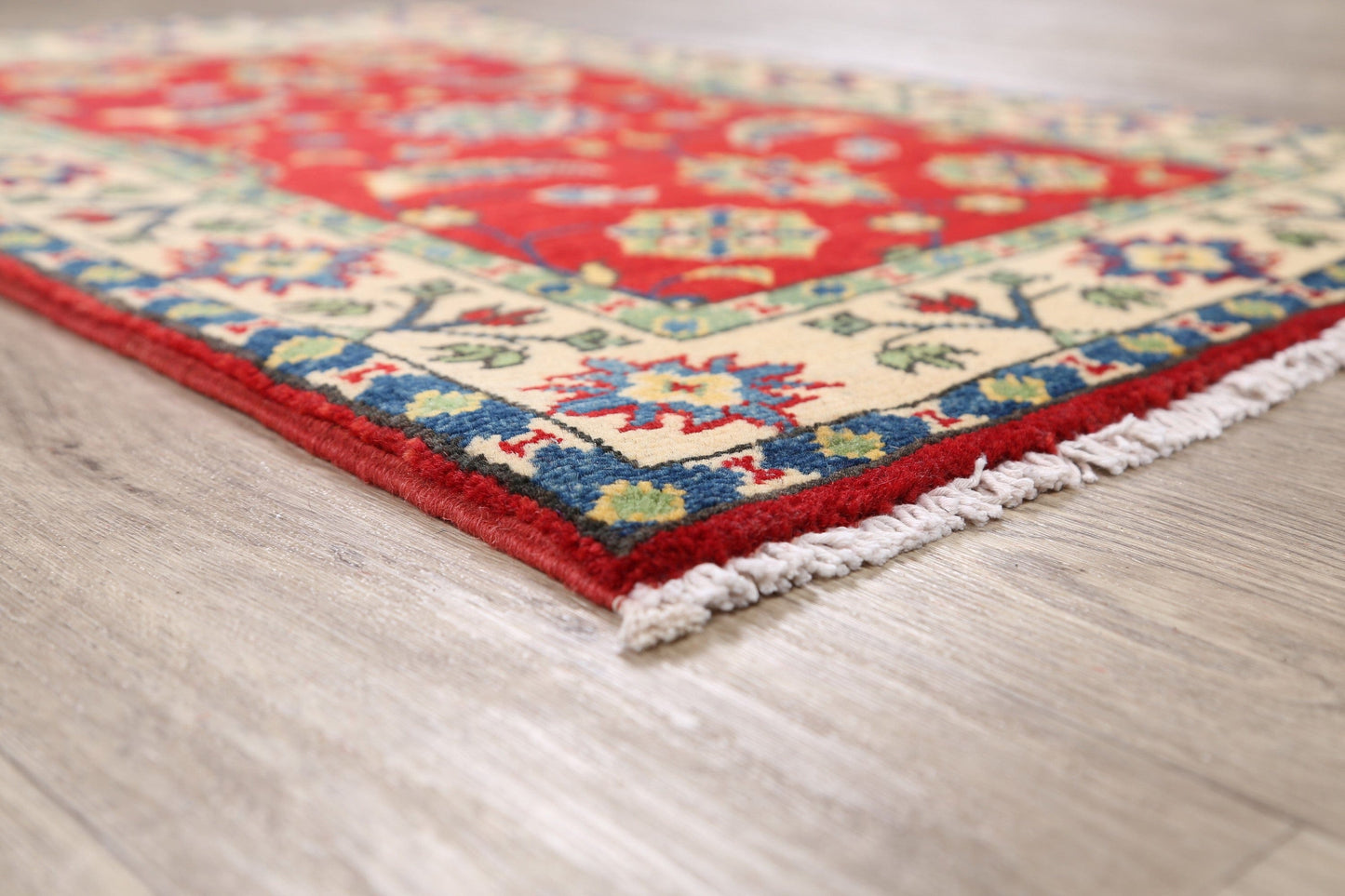 Red Geometric Super Kazak Oriental Area Rug 2x3