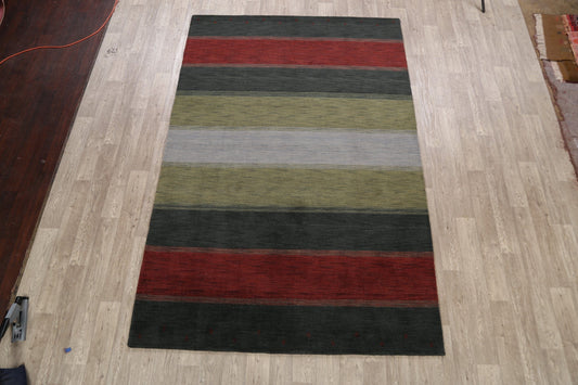 All-Over Striped Gabbeh Oriental Area Rug 7x10