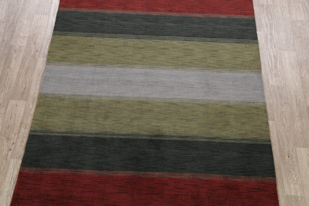 All-Over Striped Gabbeh Oriental Area Rug 7x10