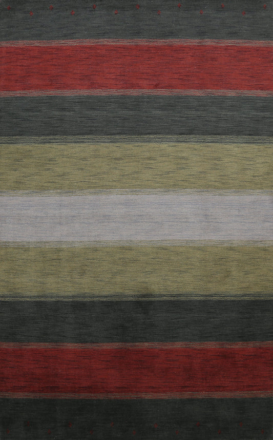 All-Over Striped Gabbeh Oriental Area Rug 7x10