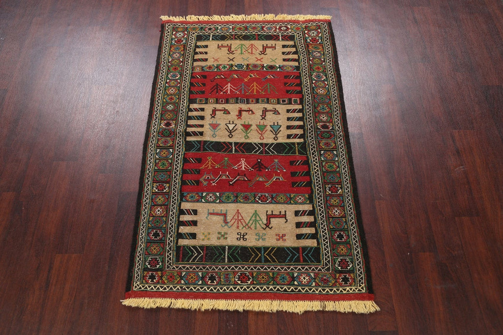 Tribal Sumak Kilim Hand-Woven Persian Area Rug 4x6