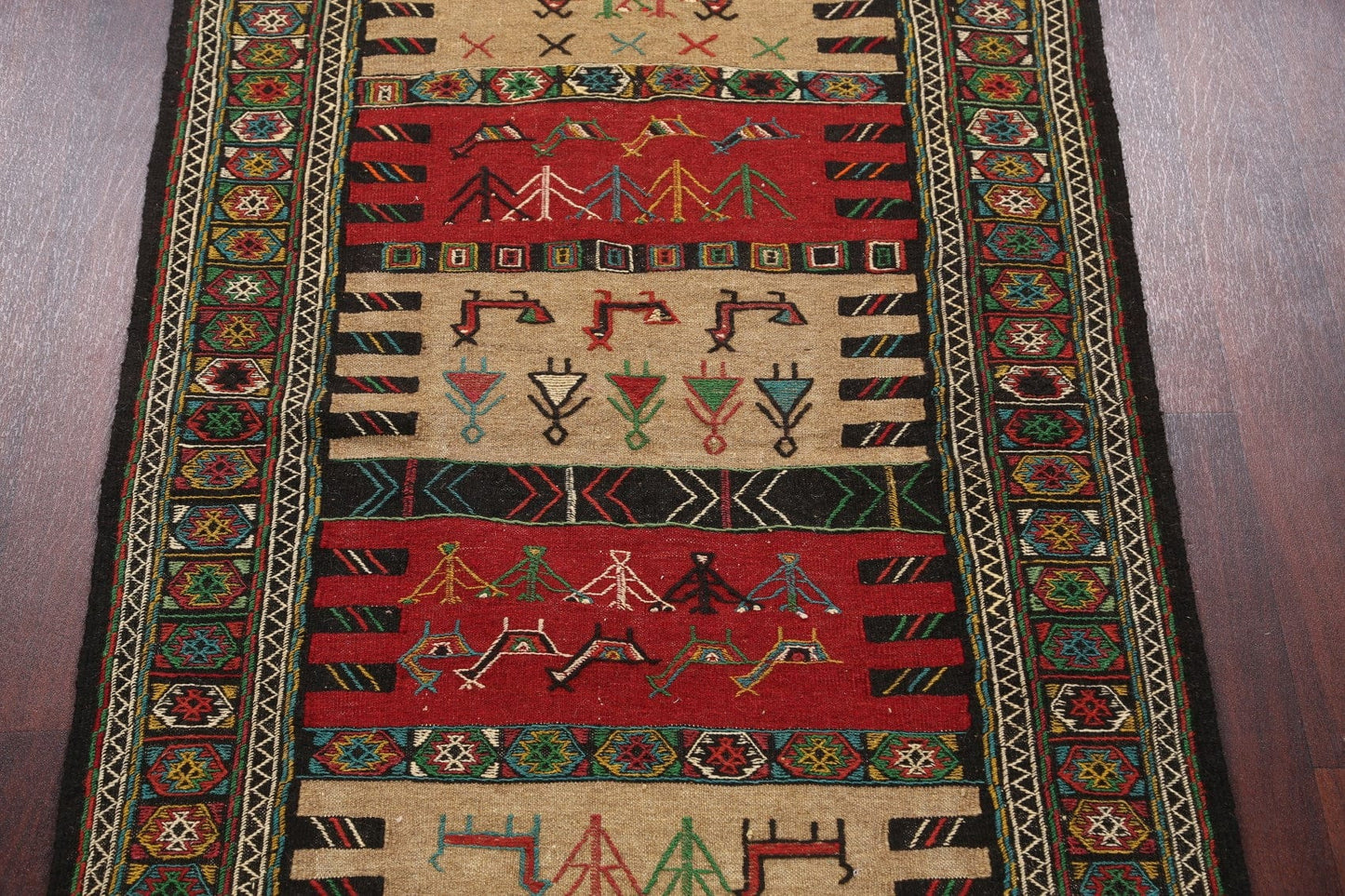 Tribal Sumak Kilim Hand-Woven Persian Area Rug 4x6