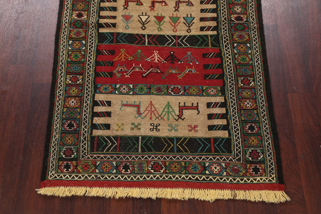 Tribal Sumak Kilim Hand-Woven Persian Area Rug 4x6