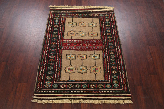 Tribal Sumak Kilim Hand-Woven Persian Area Rug 4x6