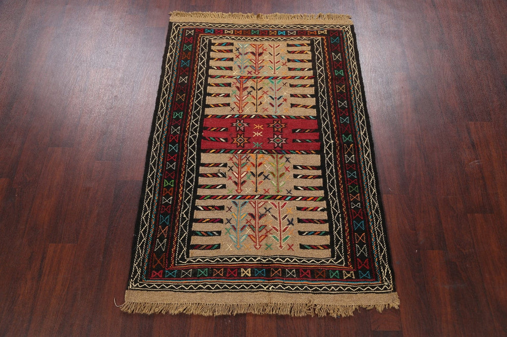 Tribal Sumak Kilim Hand-Woven Persian Area Rug 4x5