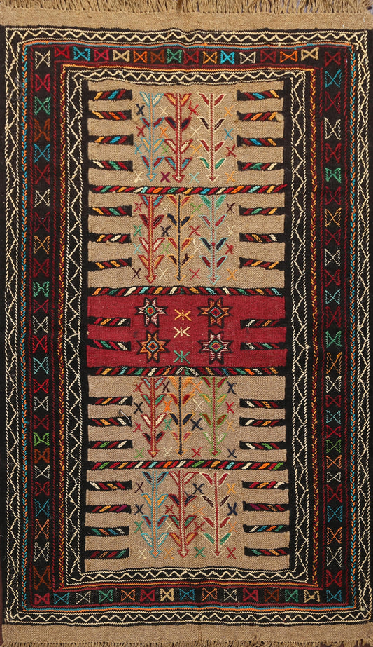 Tribal Sumak Kilim Hand-Woven Persian Area Rug 4x5