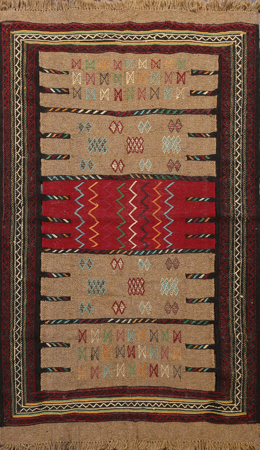 Tribal Sumak Kilim Hand-Woven Persian Area Rug 4x6