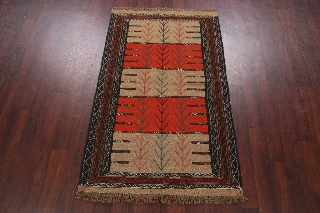 Tribal Sumak Kilim Hand-Woven Persian Area Rug 4x6