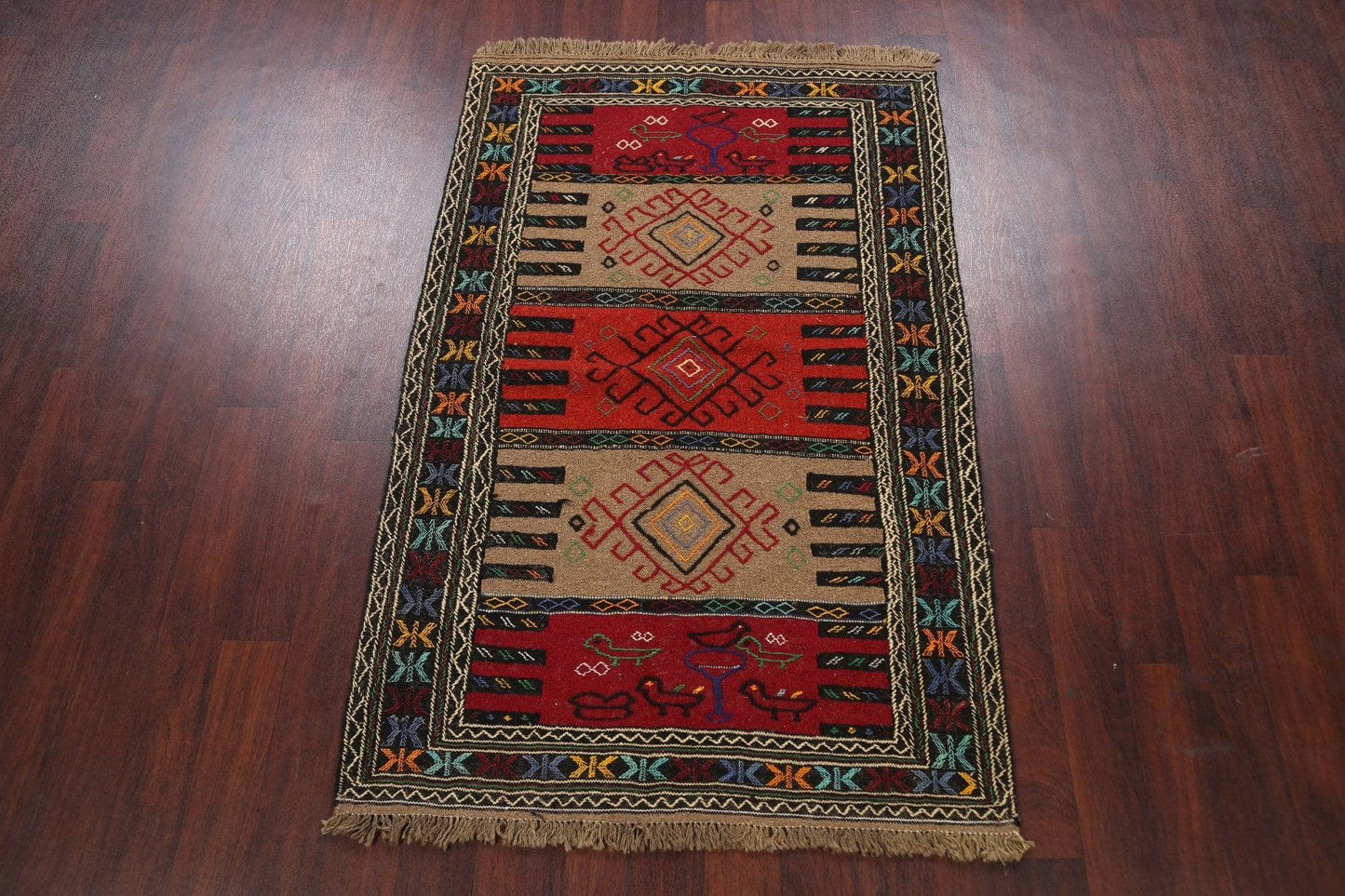 Tribal Sumak Kilim Hand-Woven Persian Area Rug 4x6