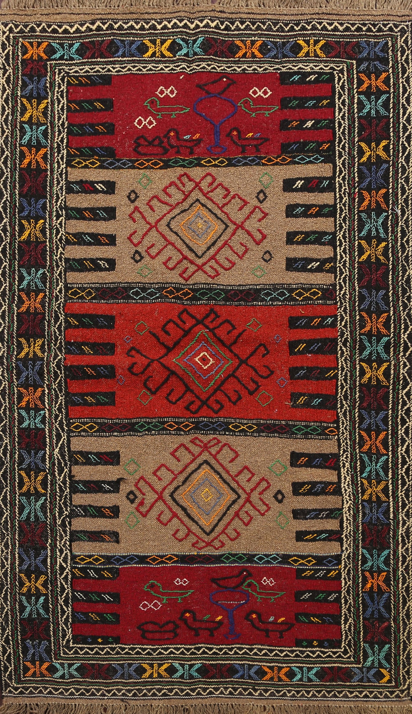 Tribal Sumak Kilim Hand-Woven Persian Area Rug 4x6