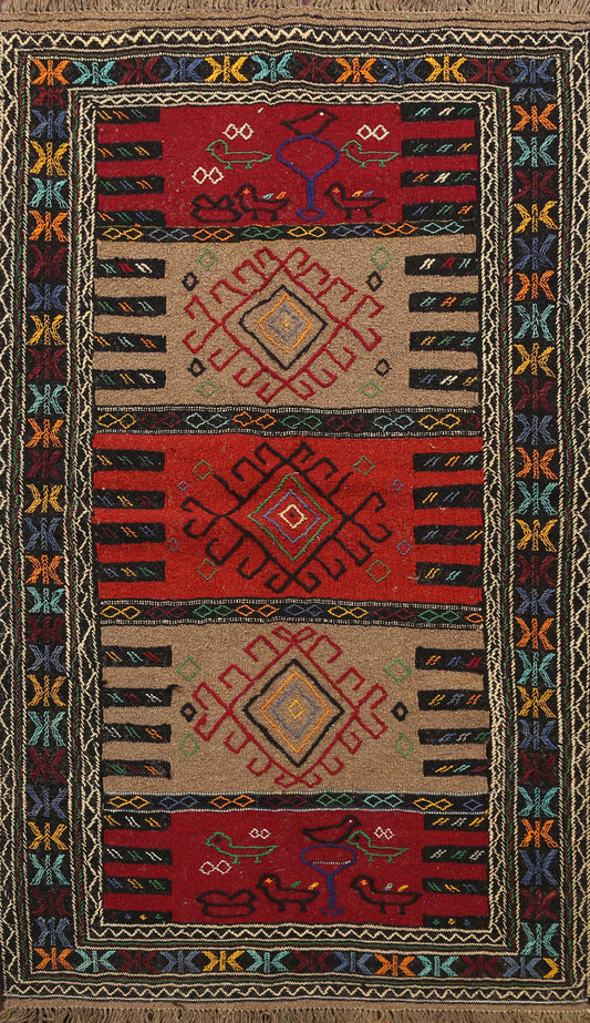 Tribal Sumak Kilim Hand-Woven Persian Area Rug 4x6