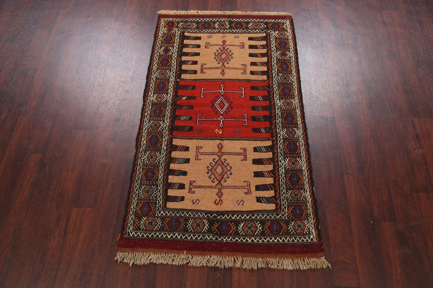 Tribal Sumak Kilim Hand-Woven Persian Area Rug 3x6