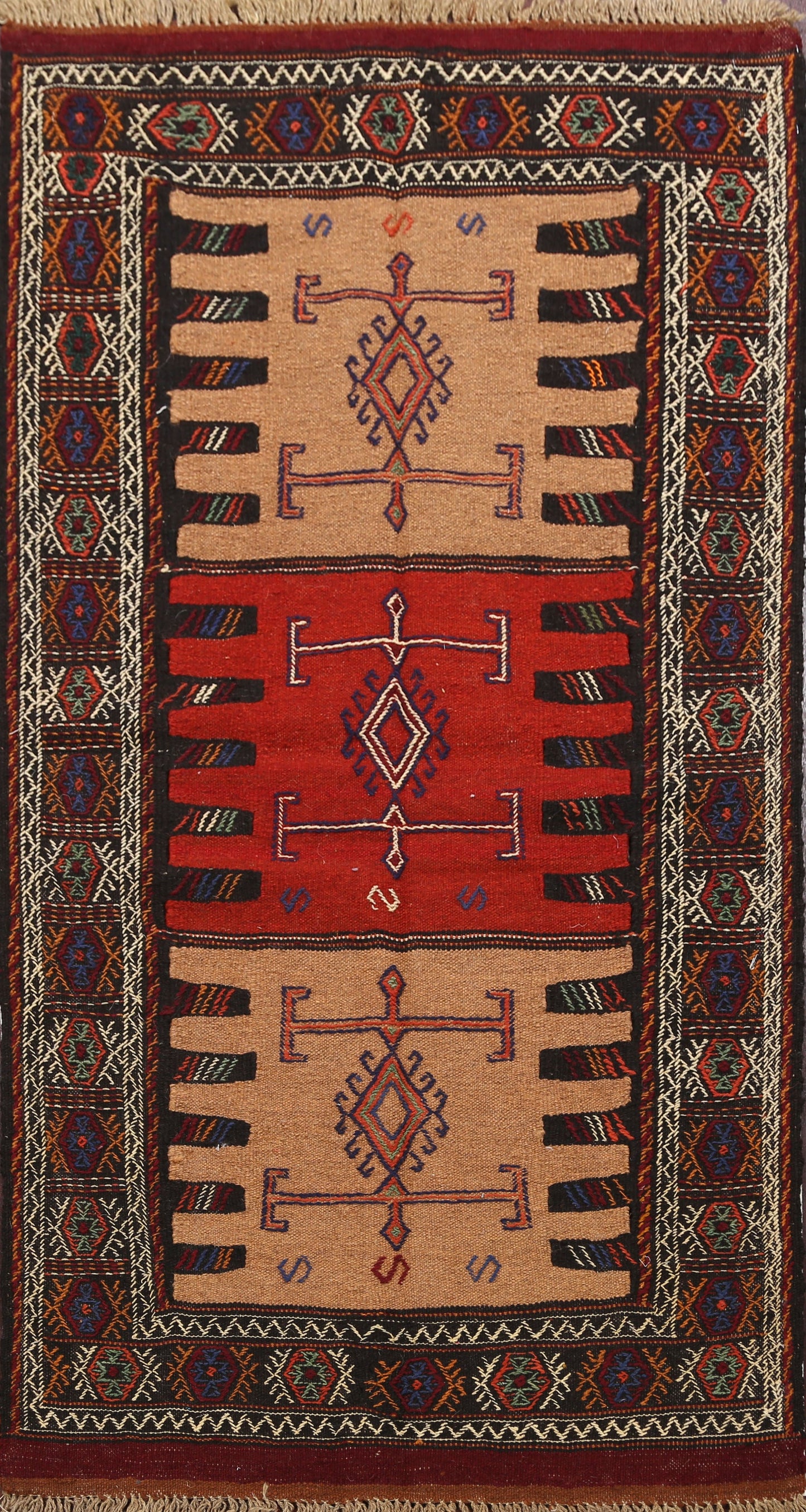 Tribal Sumak Kilim Hand-Woven Persian Area Rug 3x6