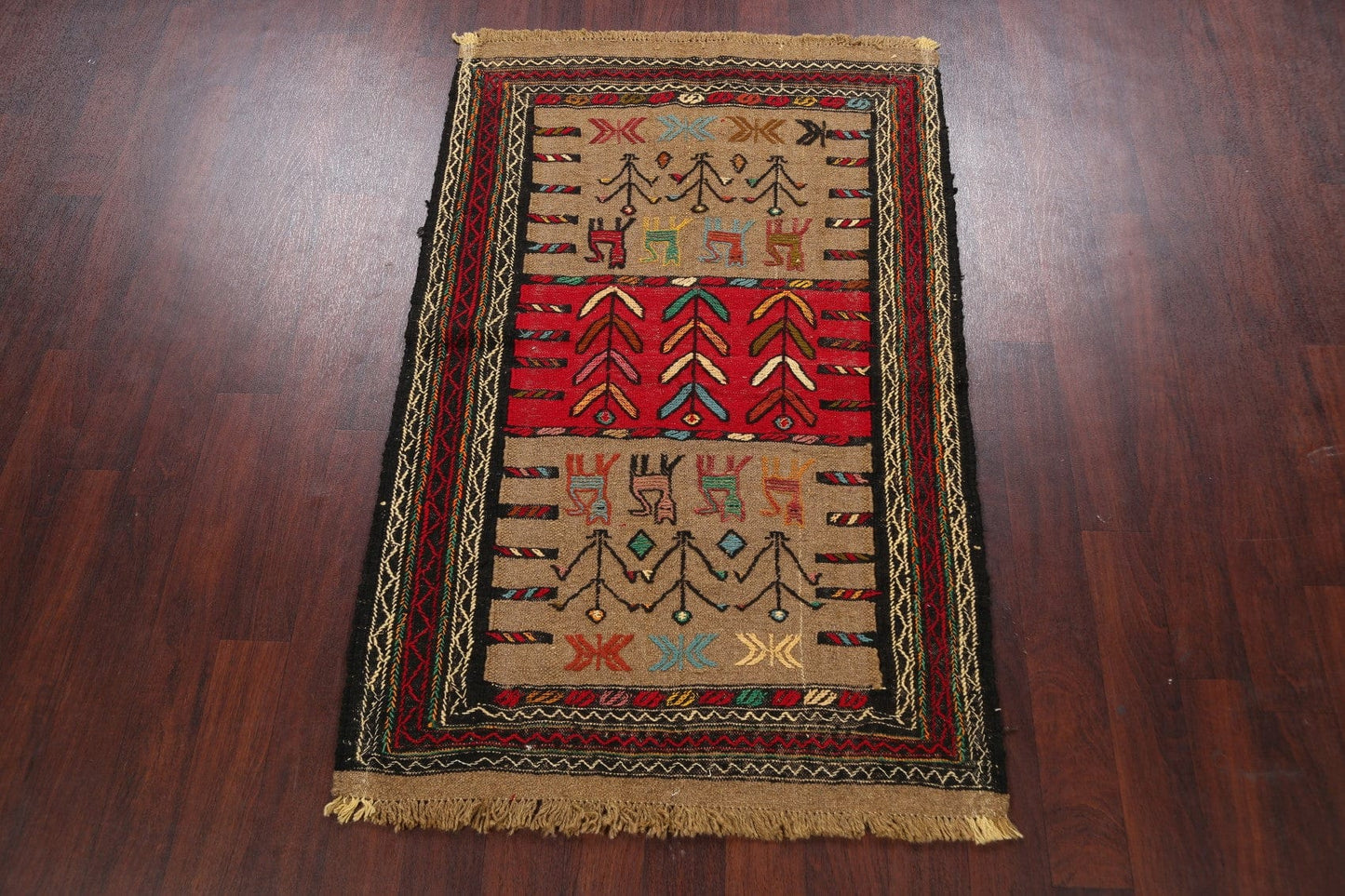 Tribal Sumak Kilim Hand-Woven Persian Area Rug 4x6