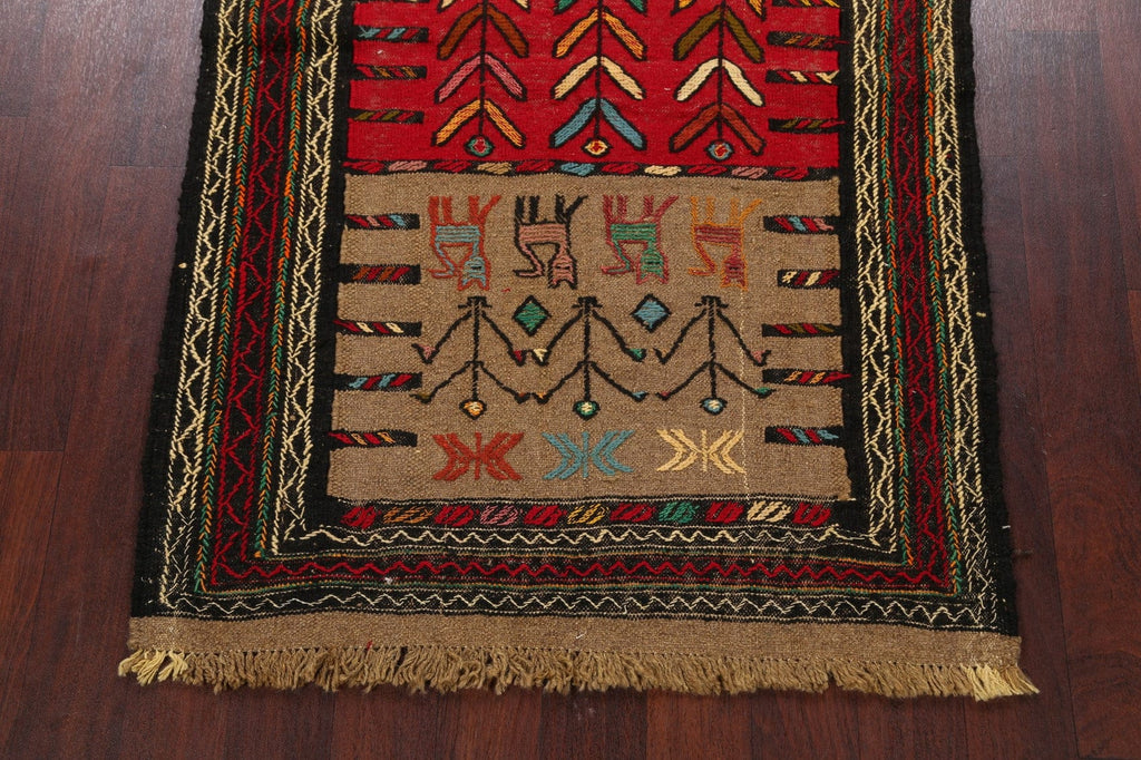 Tribal Sumak Kilim Hand-Woven Persian Area Rug 4x6