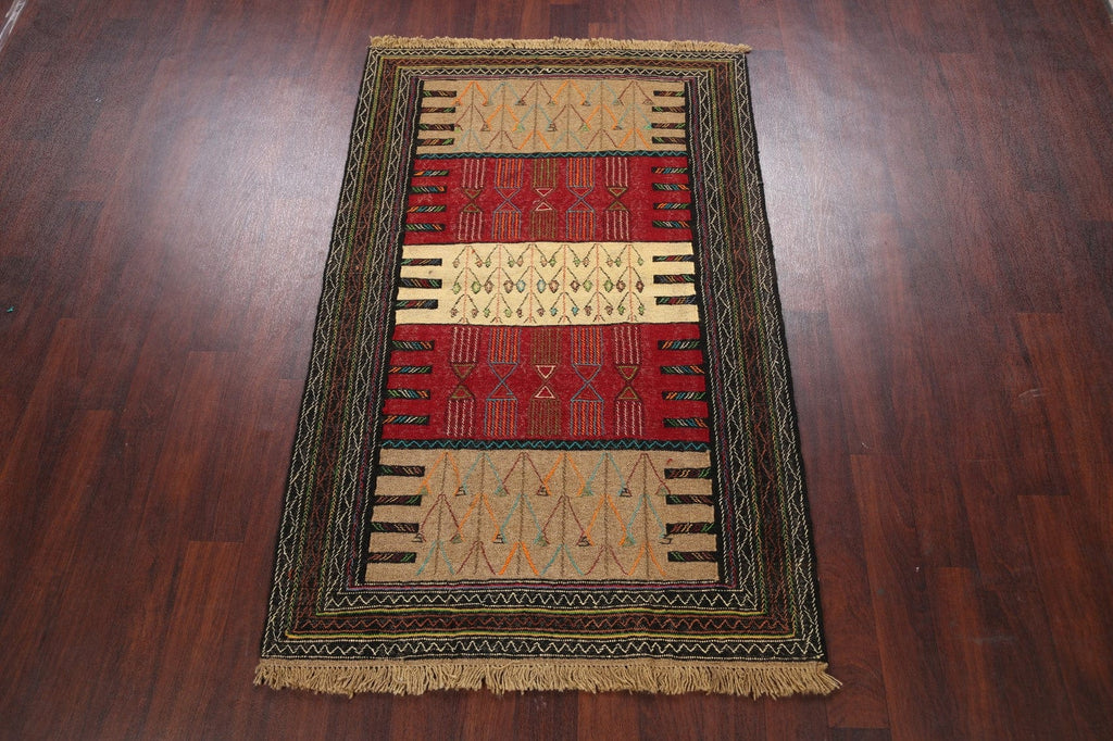 Tribal Sumak Kilim Hand-Woven Persian Area Rug 4x6