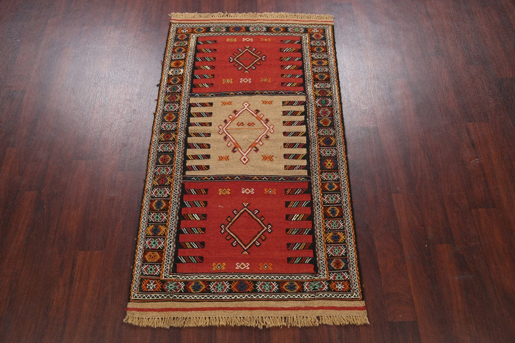 Tribal Sumak Kilim Hand-Woven Persian Area Rug 3x6