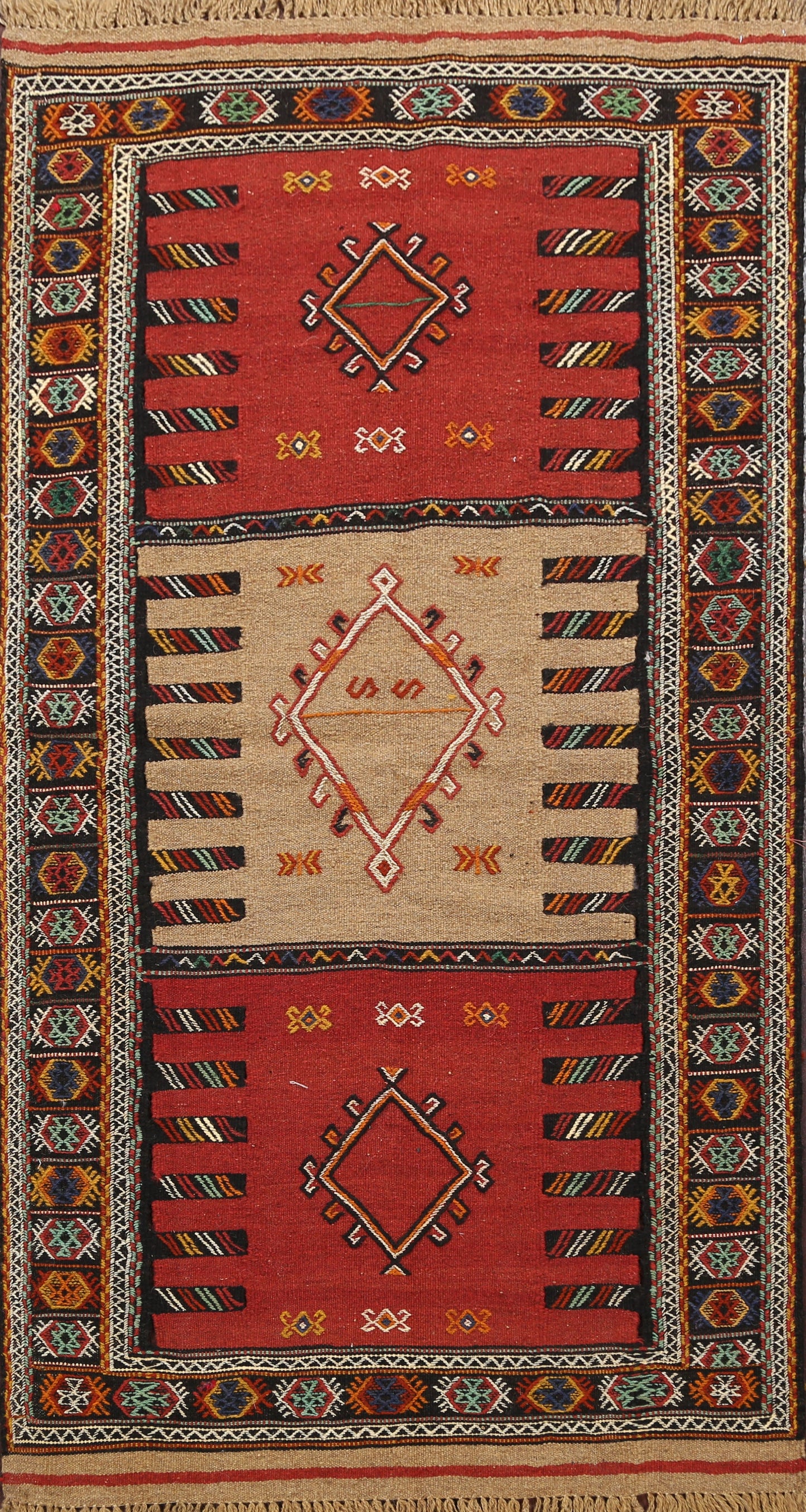 Tribal Sumak Kilim Hand-Woven Persian Area Rug 3x6